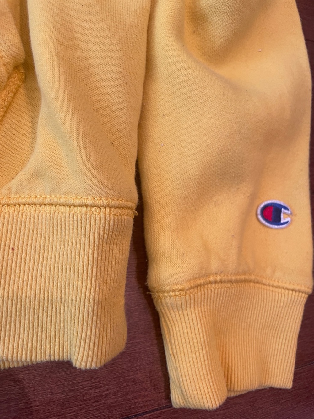 Champion Yellow Pullover Hoodie with Script Logo - Picture 2 of 5
